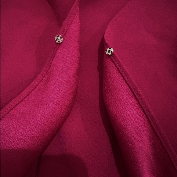 👠 💎 ESCADA Vintage 80s Magenta Draped Cape Holiday Dress | Cocktail Glam EU 46 - Picture 6 of 7